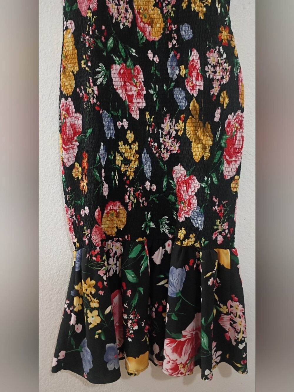 Floral Black Sundress with Ruffle Hem - Picture 3 of 8